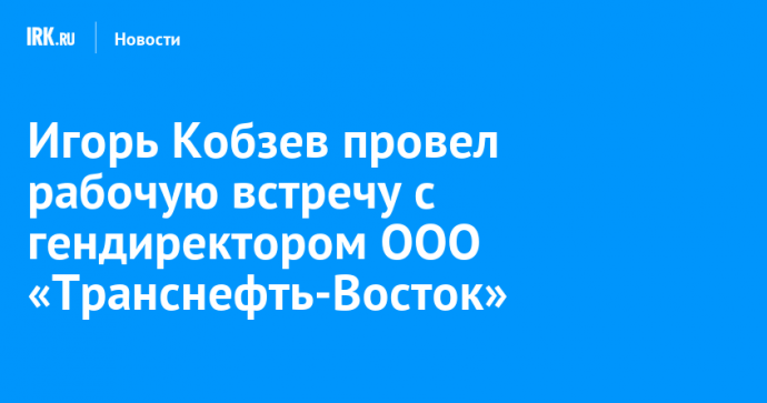 Игорь Кобзев провел рабочую встречу с гендиректором ООО «Транснефть-Восток»