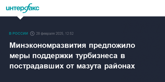 Минэкономразвития предложило меры поддержки турбизнеса в пострадавших от мазута районах