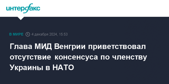 Глава МИД Венгрии приветствовал отсутствие консенсуса по членству Украины в НАТО