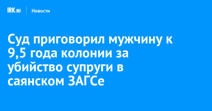 Суд приговорил мужчину к 9,5 года колонии за убийство супруги в саянском ЗАГСе