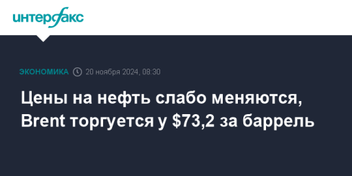 Цены на нефть слабо меняются, Brent торгуется у $73,2 за баррель