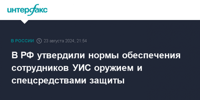 В РФ утвердили нормы обеспечения сотрудников УИС оружием и спецсредствами защиты