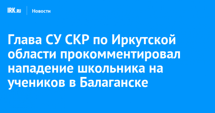 Глава СУ СКР по Иркутской области прокомментировал нападение школьника на учеников в Балаганске