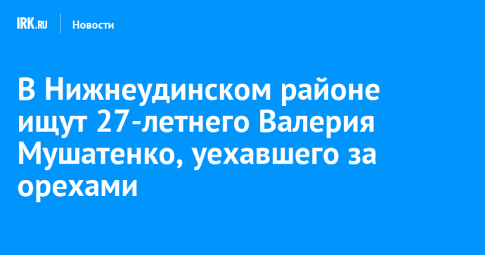 В Нижнеудинском районе ищут 27-летнего Валерия Мушатенко, уехавшего за орехами