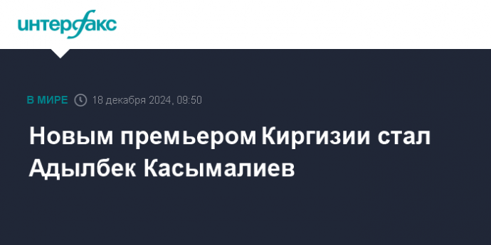 Новым премьером Киргизии стал Адылбек Касымалиев