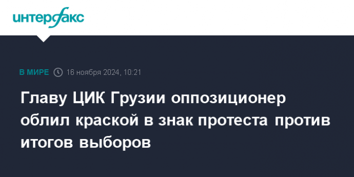 Главу ЦИК Грузии оппозиционер облил краской в знак протеста против итогов выборов