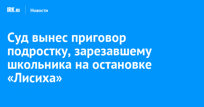 Суд вынес приговор подростку, зарезавшему школьника на остановке «Лисиха»