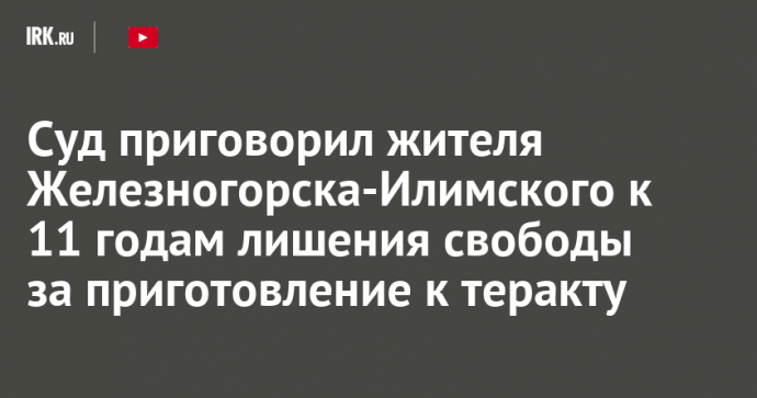 Суд приговорил жителя Железногорска-Илимского к 11 годам лишения свободы за приготовление к теракту