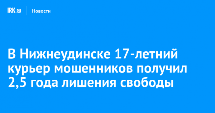 В Нижнеудинске 17-летний курьер мошенников получил 2,5 года лишения свободы