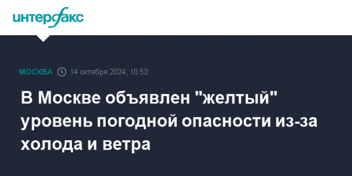 В Москве объявлен "желтый" уровень погодной опасности из-за холода и ветра