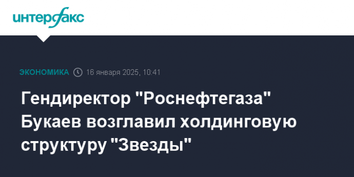 Гендиректор "Роснефтегаза" Букаев возглавил холдинговую структуру "Звезды"