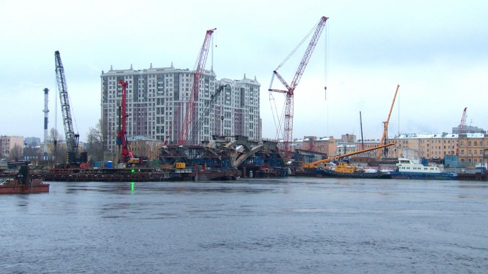 В Петербурге построили первый пролет Большого Смоленского моста: переправа будет готова в 2028 году