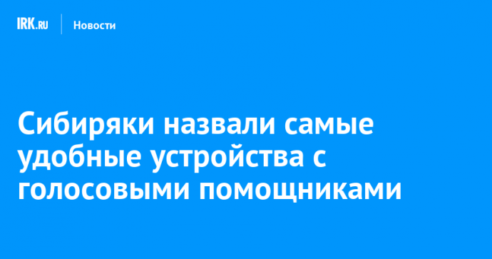 Сибиряки назвали самые удобные устройства с голосовыми помощниками