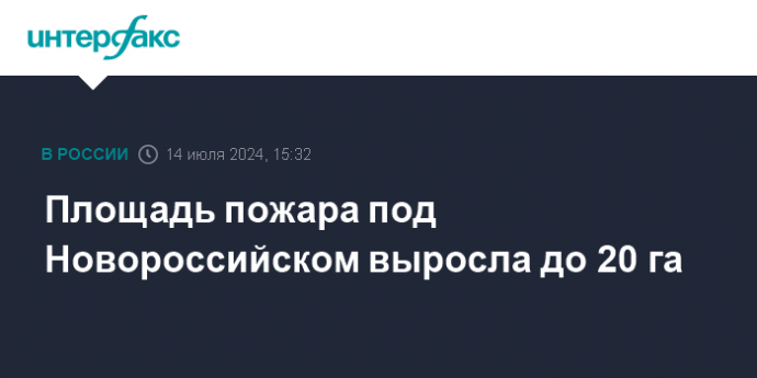 Площадь пожара под Новороссийском выросла до 20 га