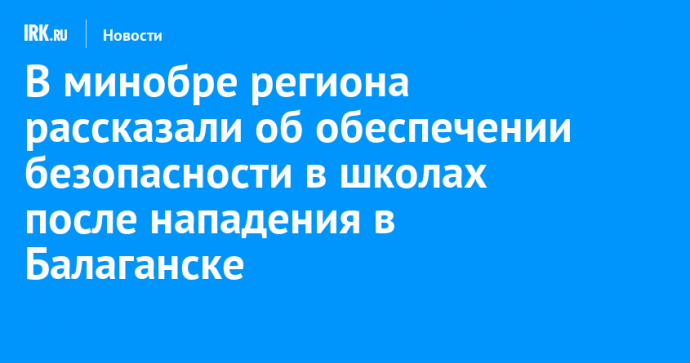 В минобре региона рассказали об обеспечении безопасности в школах после нападения в Балаганске