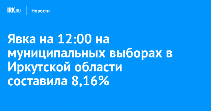 Явка на 12:00 на муниципальных выборах в Иркутской области составила 8,16%