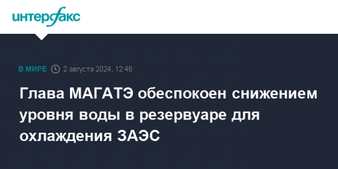 Глава МАГАТЭ обеспокоен снижением уровня воды в резервуаре для охлаждения ЗАЭС