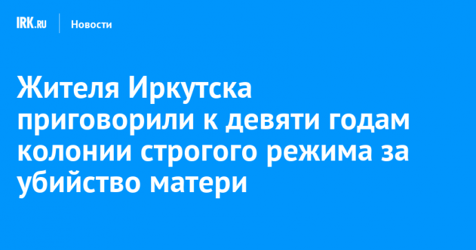 Жителя Иркутска приговорили к девяти годам колонии строгого режима за убийство матери