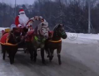 В пензенской Терновке заметили едущего на тройке Деда Мороза. ВИДЕО