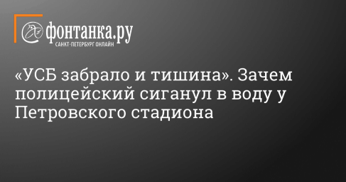 «УСБ забрало и тишина». Зачем полицейский сиганул в воду у Петровского стадиона