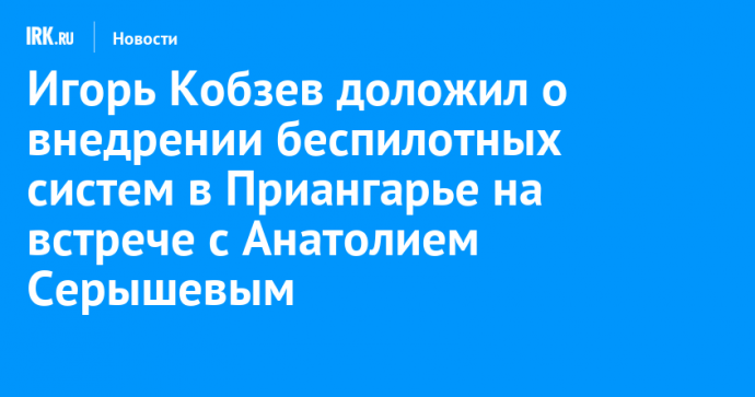 Игорь Кобзев доложил о внедрении беспилотных систем в Приангарье на встрече с Анатолием Серышевым