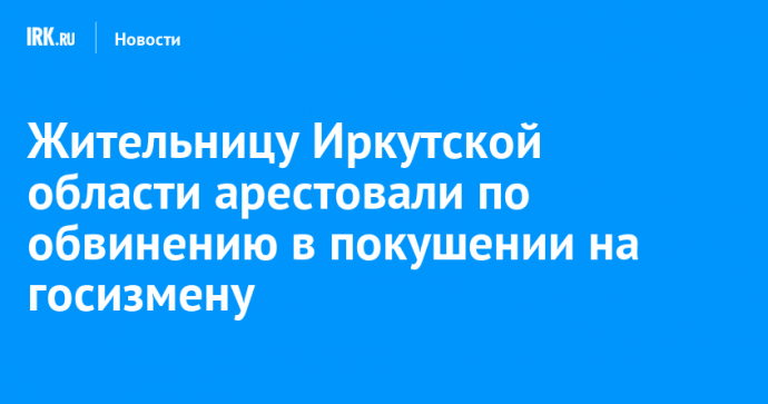 Жительницу Иркутской области арестовали по обвинению в покушении на госизмену