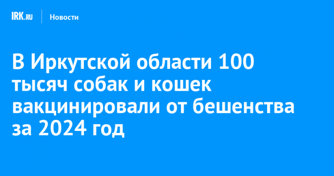 В Иркутской области 100 тысяч собак и кошек вакцинировали от бешенства за 2024 год