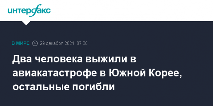 Два человека выжили в авиакатастрофе в Южной Корее, остальные погибли