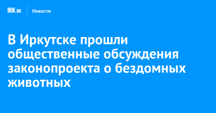 В Иркутске прошли общественные обсуждения законопроекта о бездомных животных