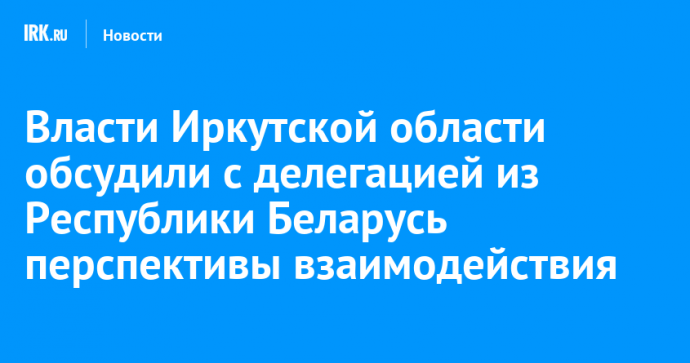 Власти Иркутской области обсудили с делегацией из Республики Беларусь перспективы взаимодействия