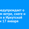 МЧС предупреждает о сильном ветре, снеге и метелях в Иркутской области 17 января