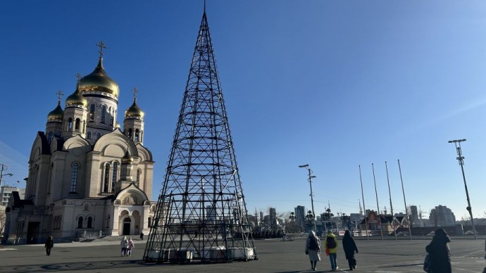 Двадцать метров от земли. Во Владивостоке устанавливают главную елку