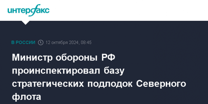 Министр обороны РФ проинспектировал базу стратегических подлодок Северного флота