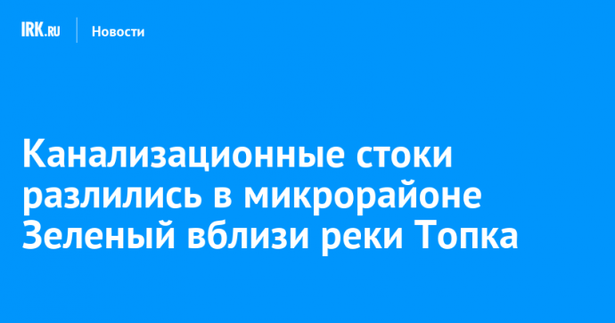 Канализационные стоки разлились в микрорайоне Зеленый вблизи реки Топка