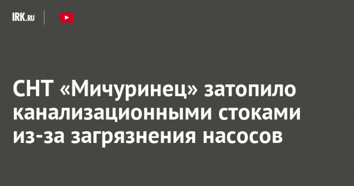 СНТ «Мичуринец» затопило канализационными стоками из-за загрязнения насосов