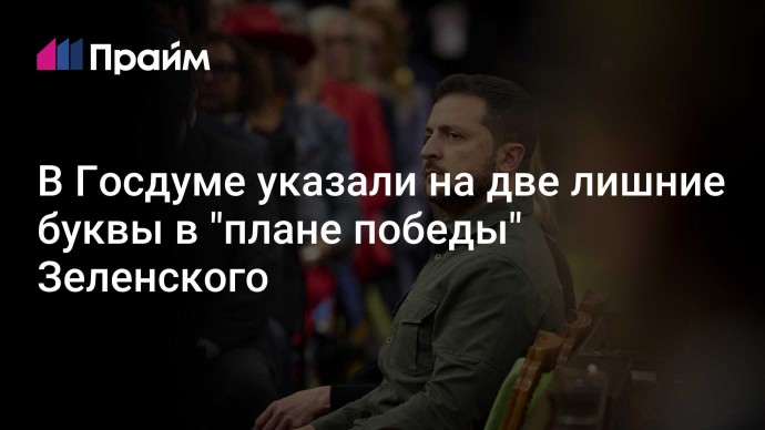 В Госдуме указали на две лишние буквы в "плане победы" Зеленского