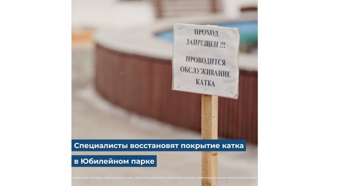 В Юбилейном парке в Ярославле специалисты восстановят покрытие катка