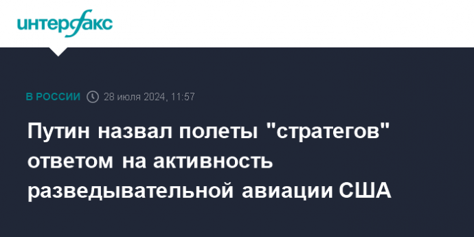 Путин назвал полеты "стратегов" ответом на активность разведывательной авиации США