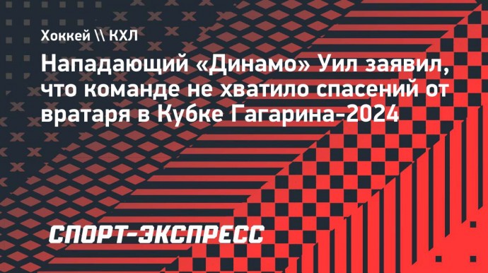 Форвард «Динамо» Уил: «В плей-офф нам не хватило спасений вратаря»