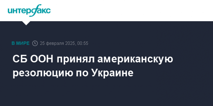 СБ ООН принял американскую резолюцию по Украине