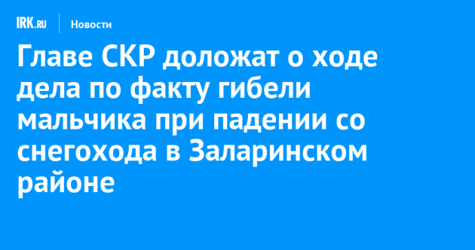 Главе СКР доложат о ходе дела по факту гибели мальчика при падении со снегохода в Заларинском районе