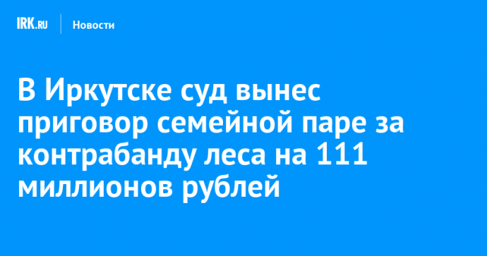 В Иркутске суд вынес приговор семейной паре за контрабанду леса на 111 миллионов рублей