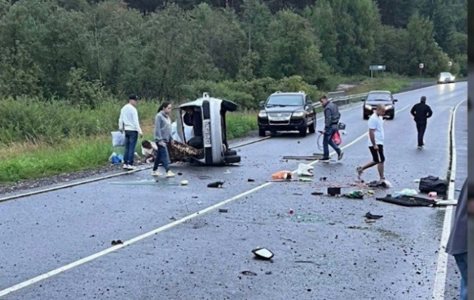 Под Рыбинском перевернулся автомобиль: водитель госпитализирован