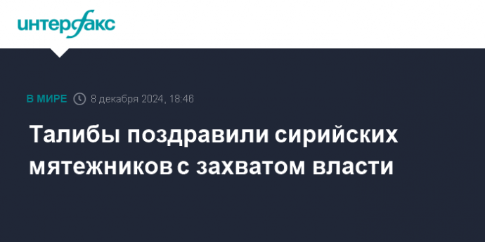 Талибы поздравили сирийских мятежников с захватом власти