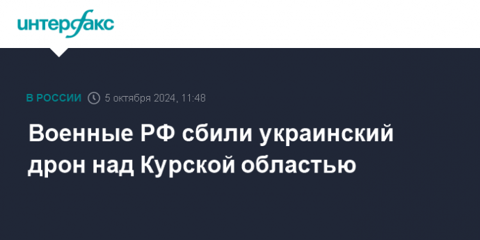 Военные РФ сбили украинский дрон над Курской областью