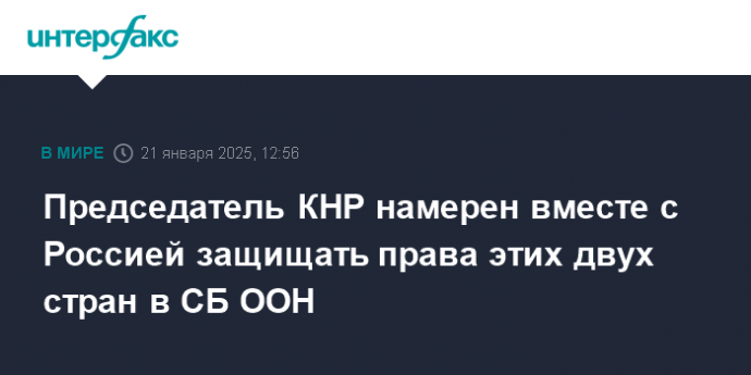 Председатель КНР намерен вместе с Россией защищать права этих двух стран в СБ ООН