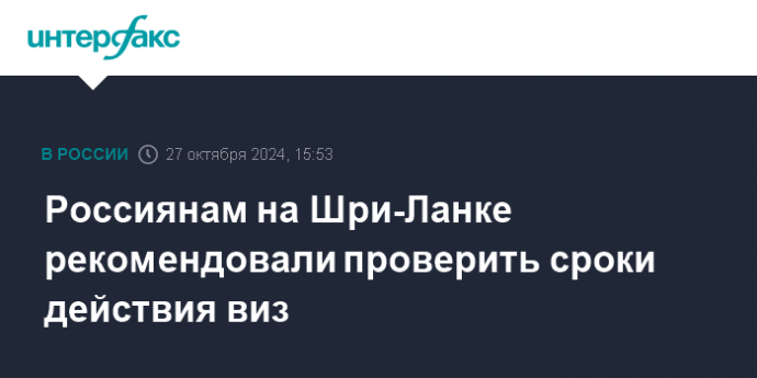 Россиянам на Шри-Ланке рекомендовали проверить сроки действия виз