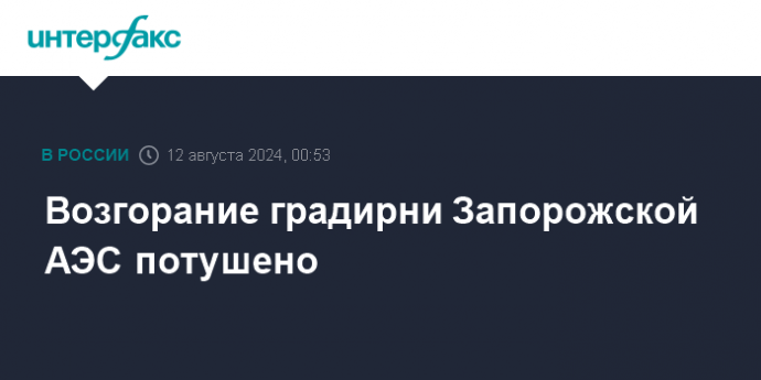 Возгорание градирни Запорожской АЭС потушено