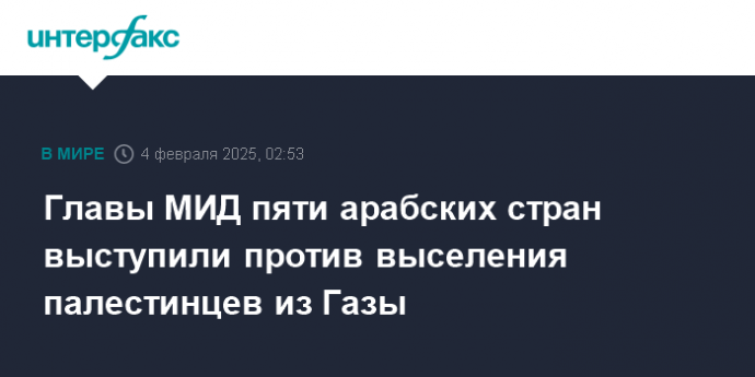 Главы МИД пяти арабских стран выступили против выcеления палестинцев из Газы