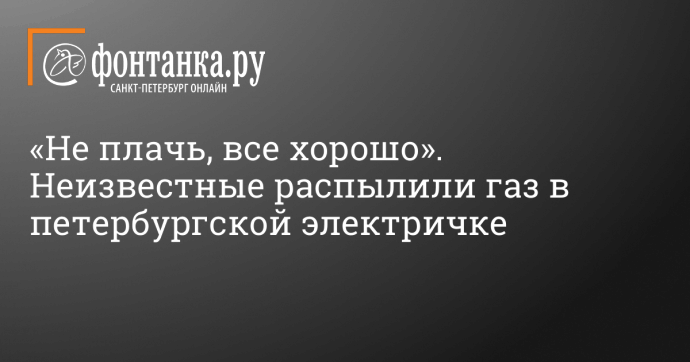 «Не плачь, все хорошо». Неизвестные распылили газ в петербургской электричке